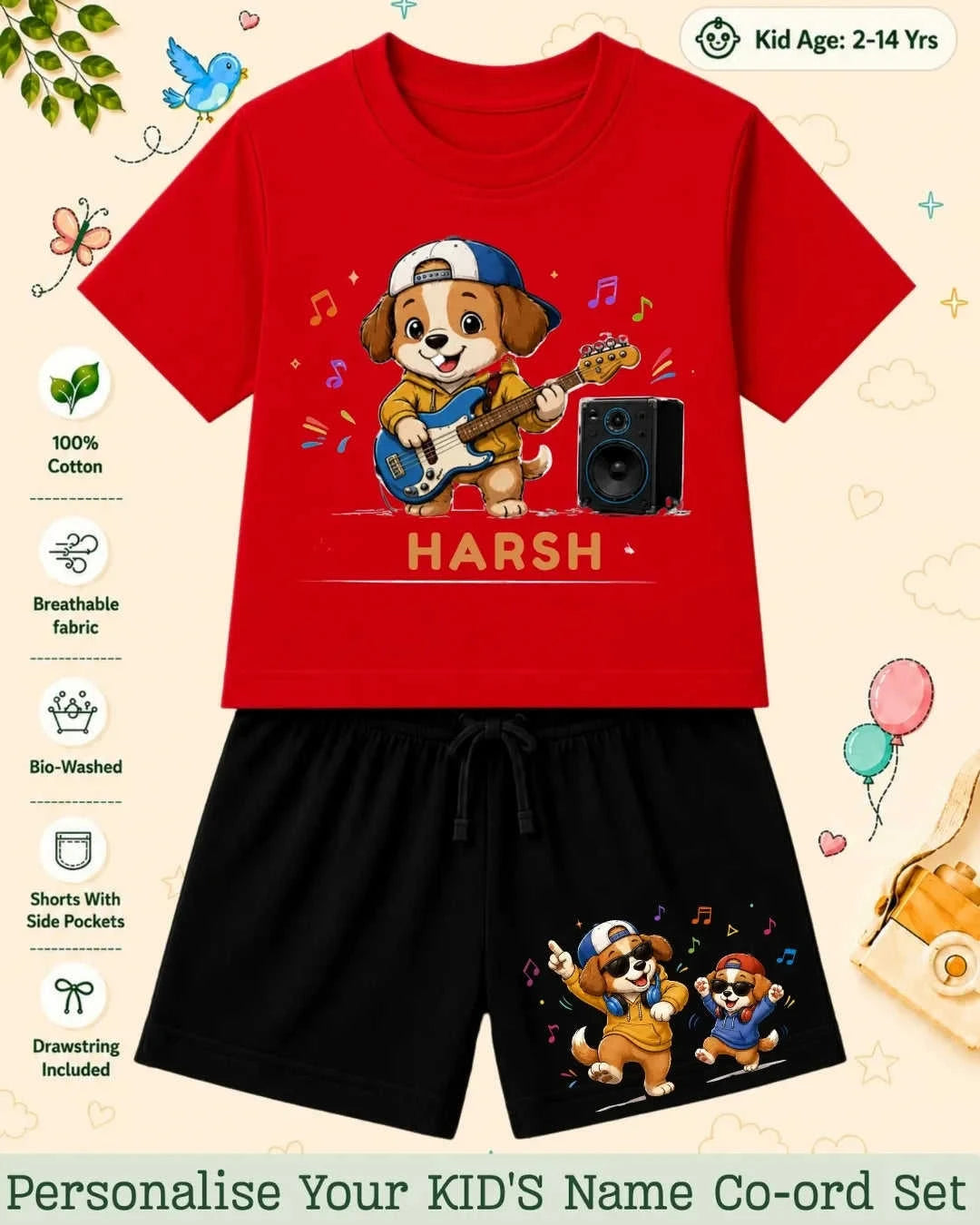 Little Musician Kid's Custom Co-ord Set. Swiftsoul