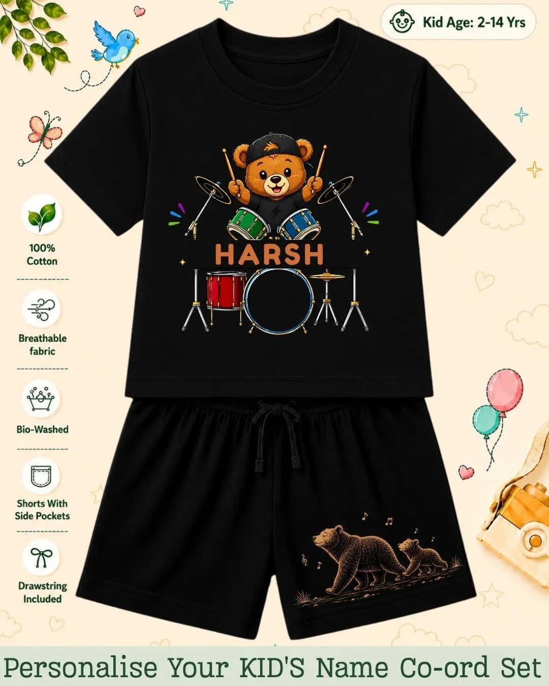 Little Musician Kid's Custom Co-ord Set. Swiftsoul