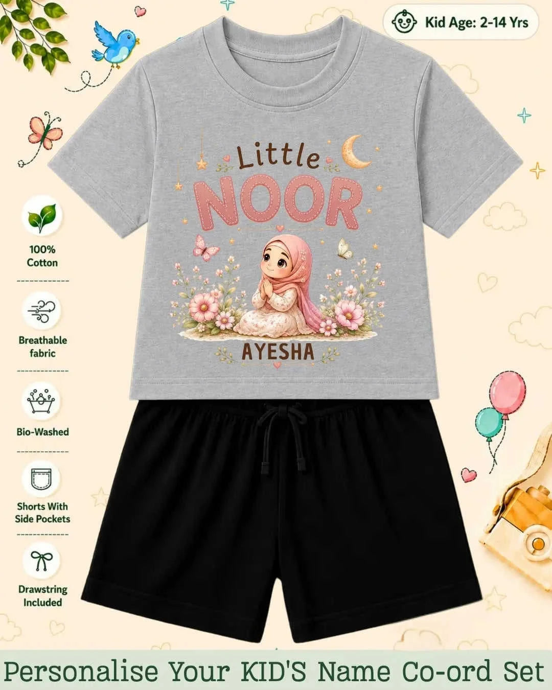 Little Noor Our Blessings Custom Kid Co-ord Set Swiftsoul