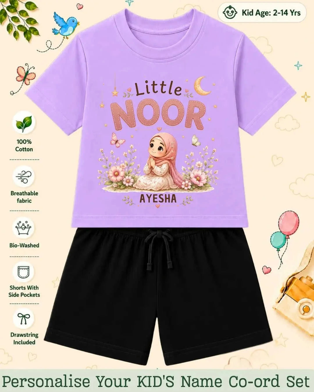 Little Noor Our Blessings Custom Kid Co-ord Set Swiftsoul