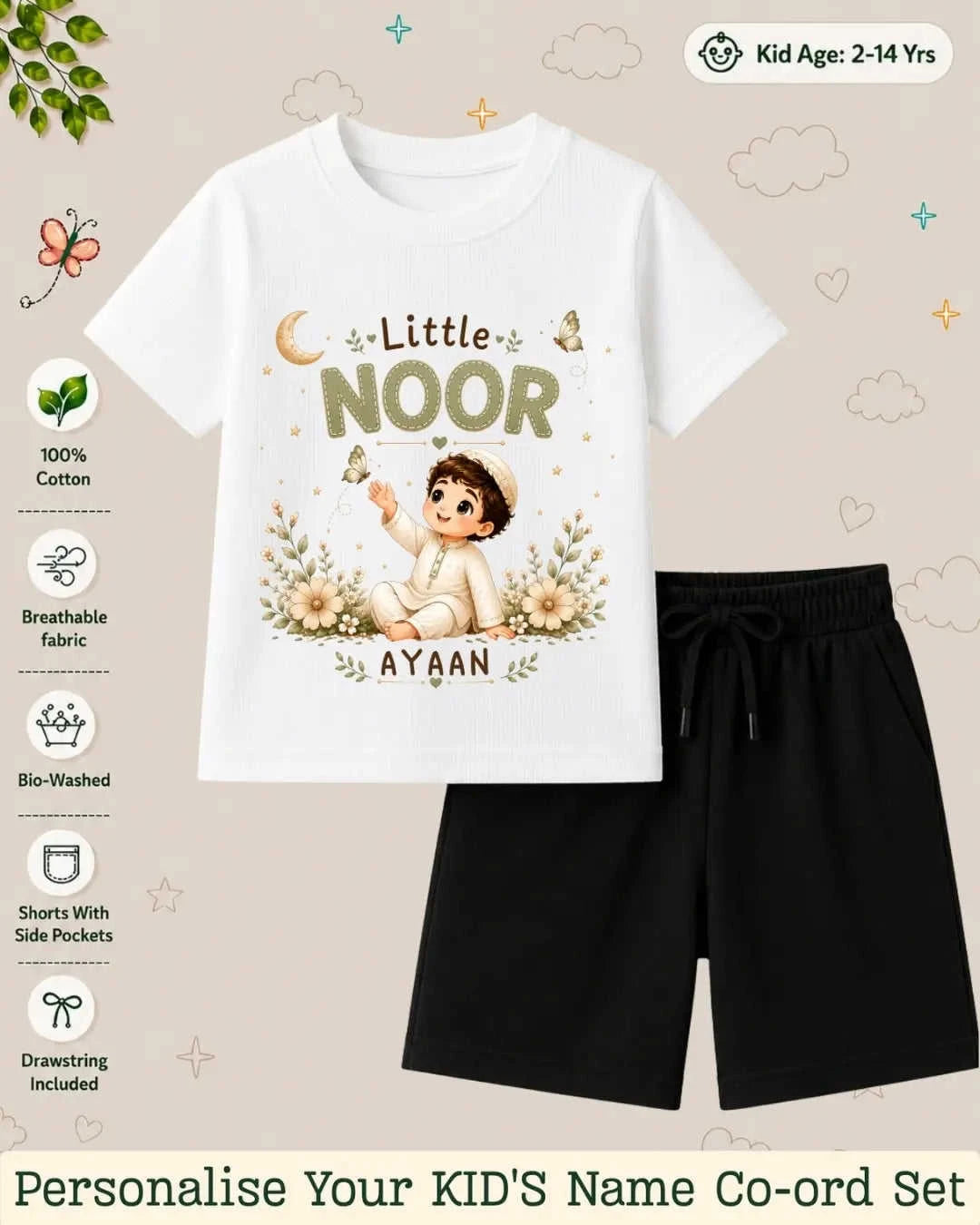Little Noor Our Blessings Custom Kid Co-ord Set Swiftsoul