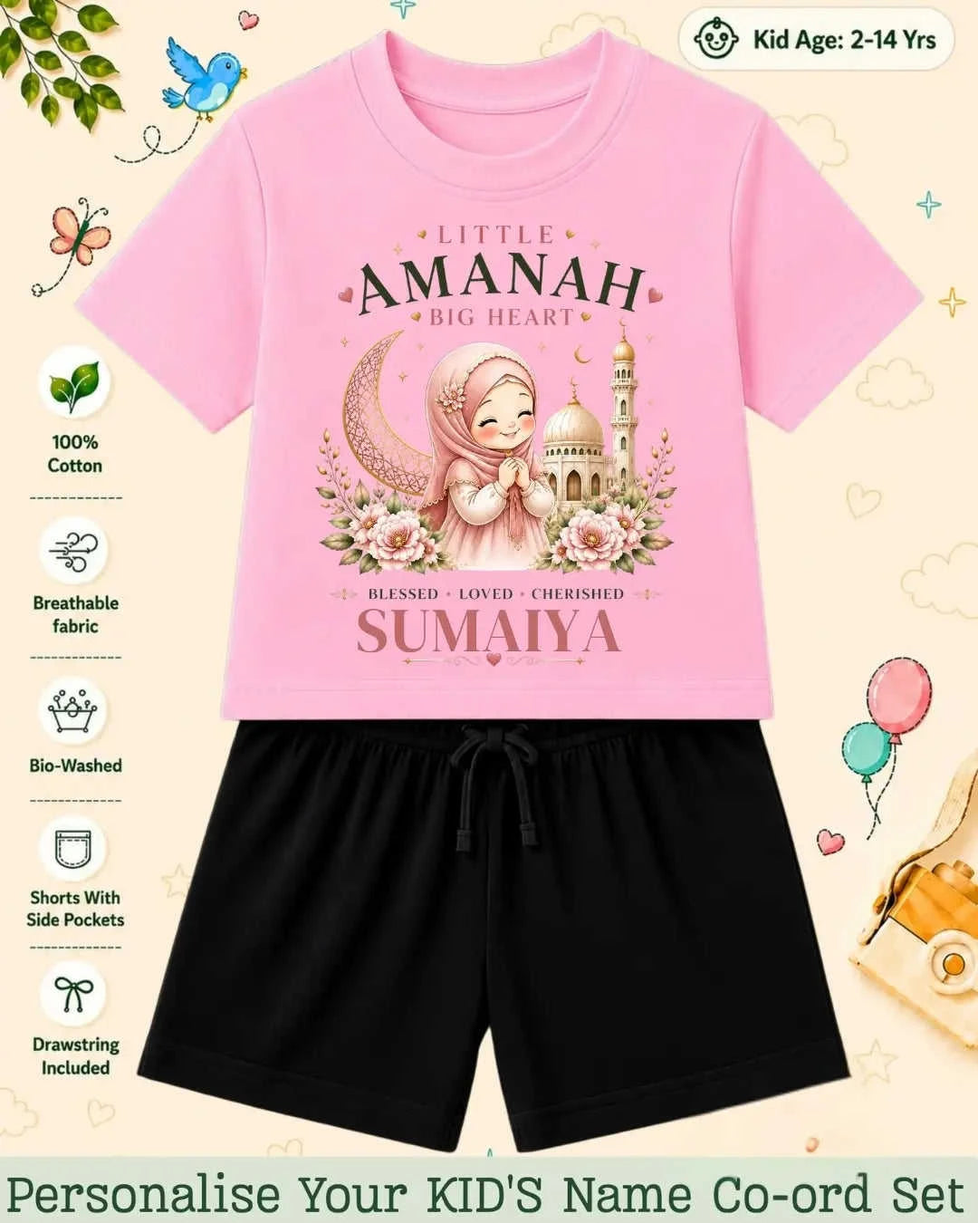 Little Noor Our Blessings Custom Kid Co-ord Set Swiftsoul