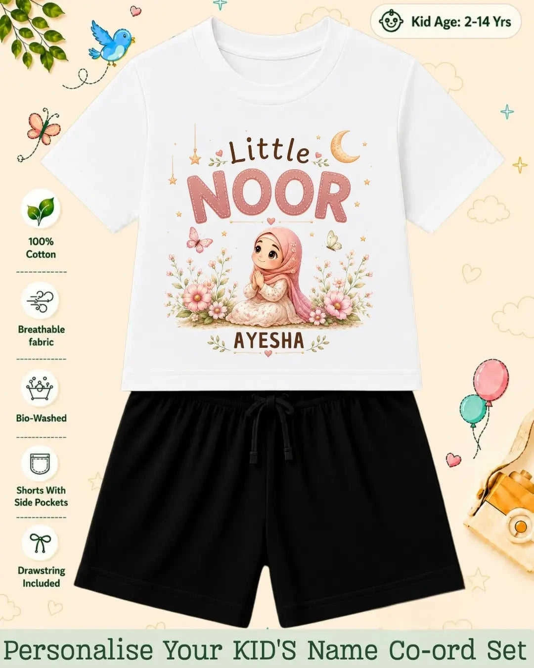 Little Noor Our Blessings Custom Kid Co-ord Set Swiftsoul