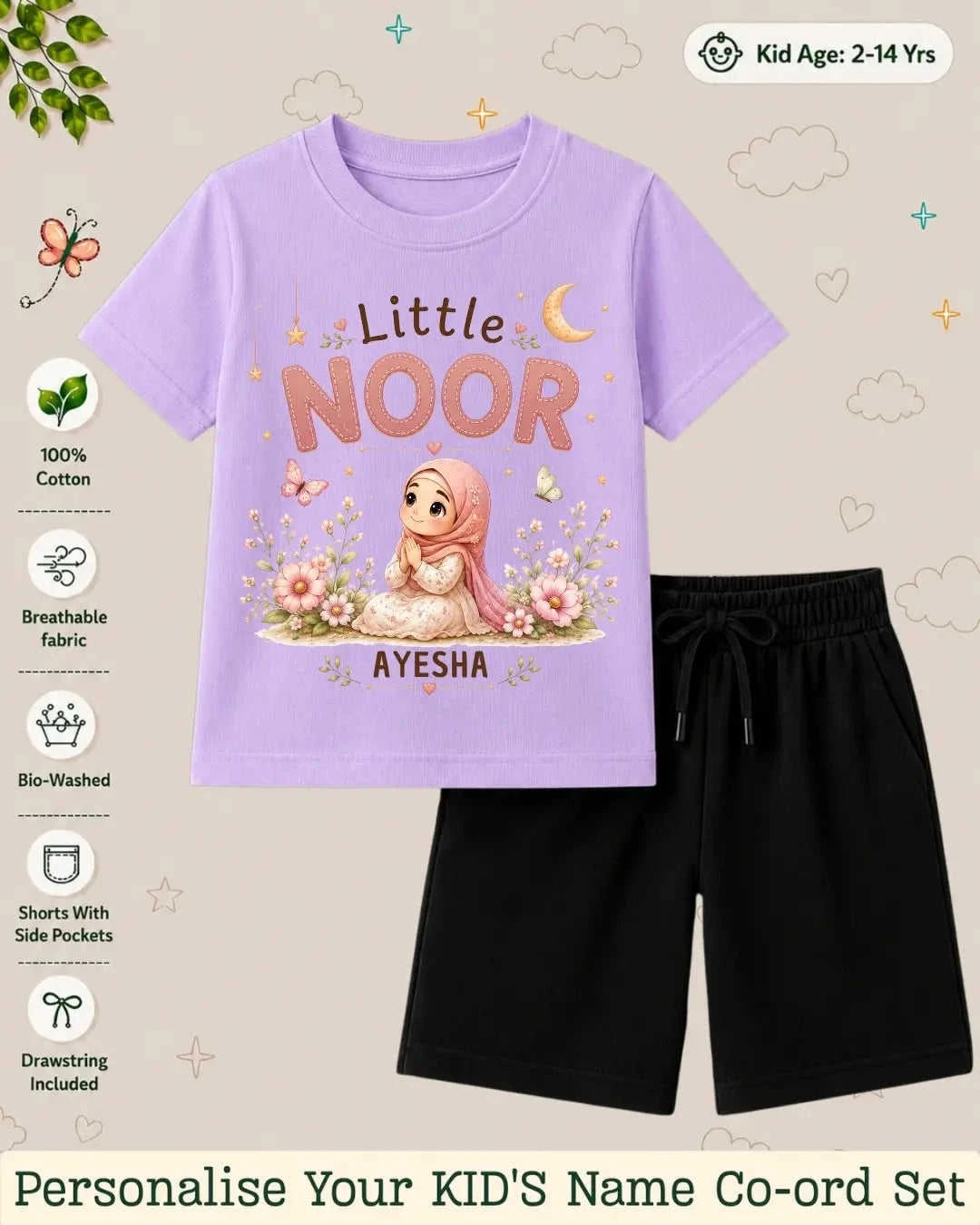 Little Noor Our Blessings Custom Kid Co-ord Set Swiftsoul