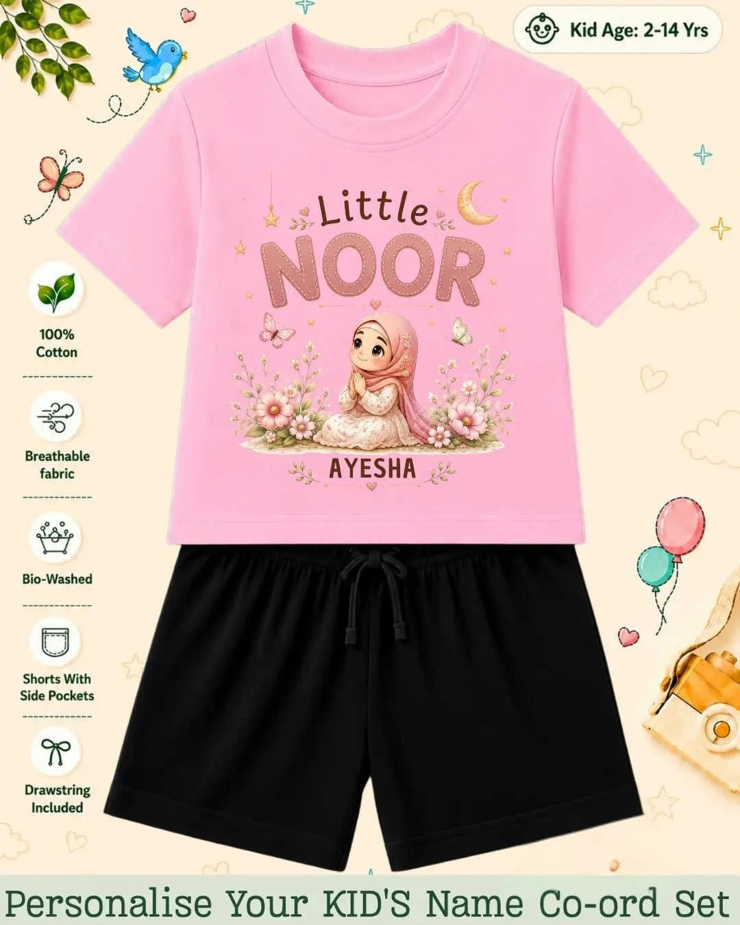 Little Noor Our Blessings Custom Kid Co-ord Set Swiftsoul