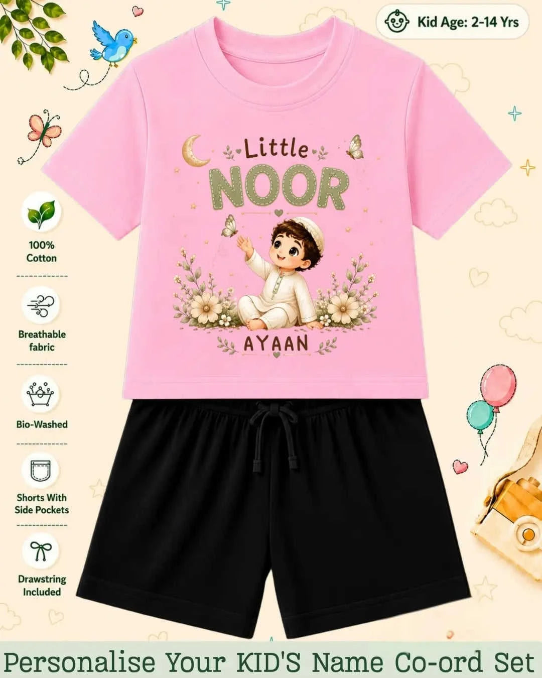 Little Noor Our Blessings Custom Kid Co-ord Set Swiftsoul