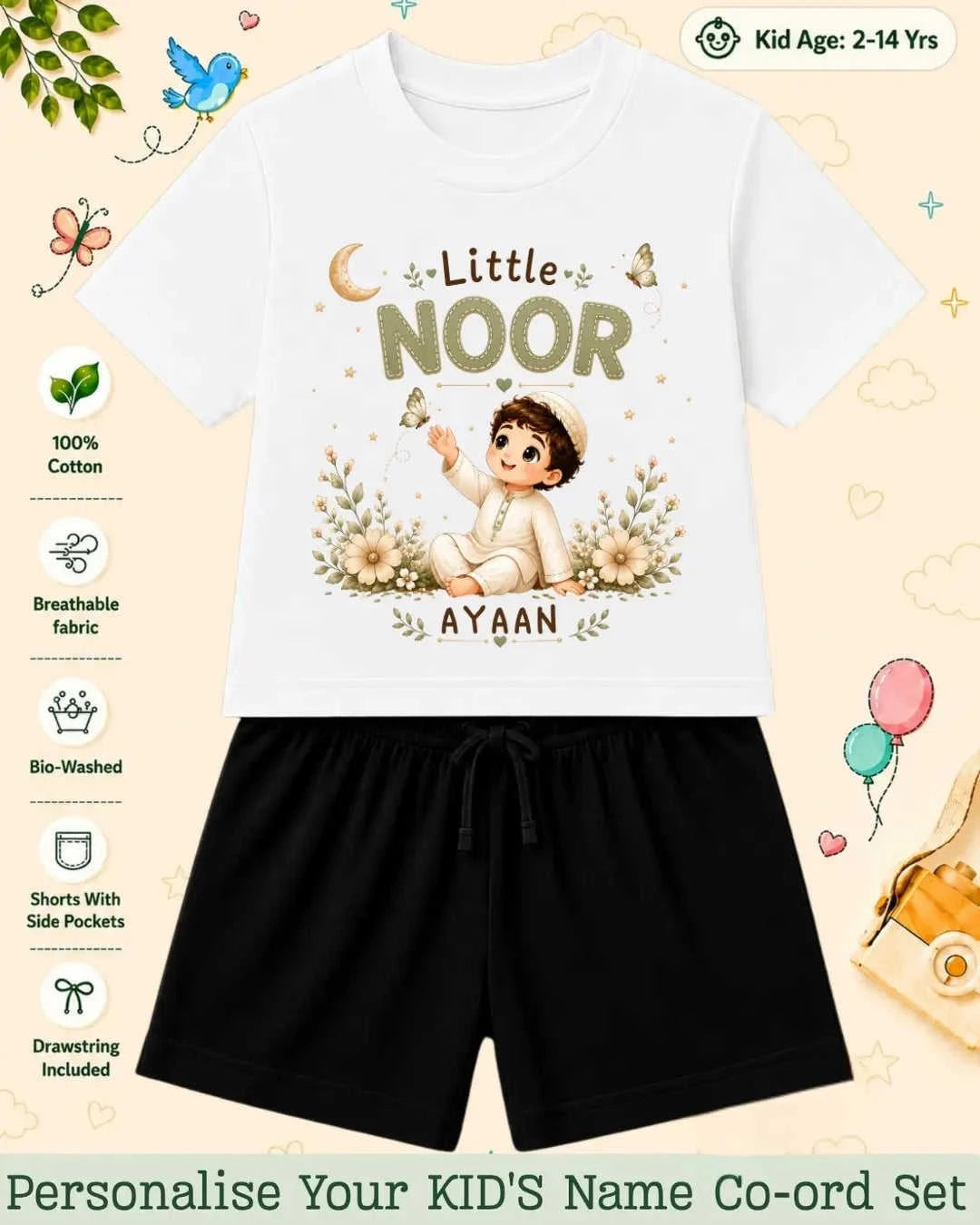 Little Noor Our Blessings Custom Kid Co-ord Set Swiftsoul