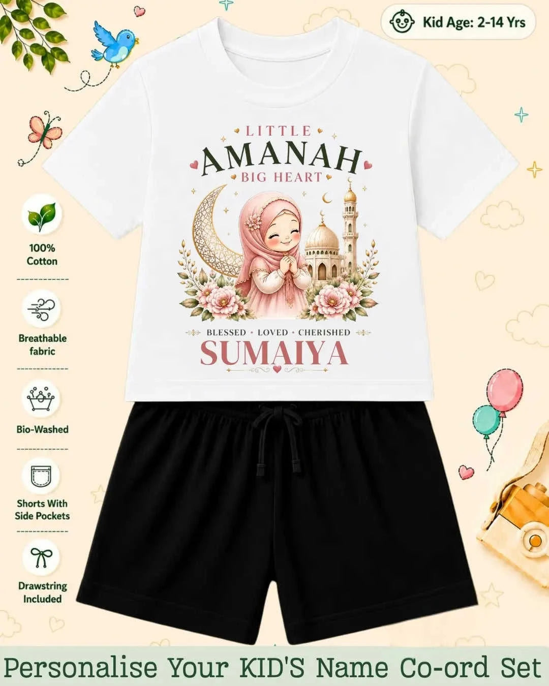 Little Noor Our Blessings Custom Kid Co-ord Set Swiftsoul