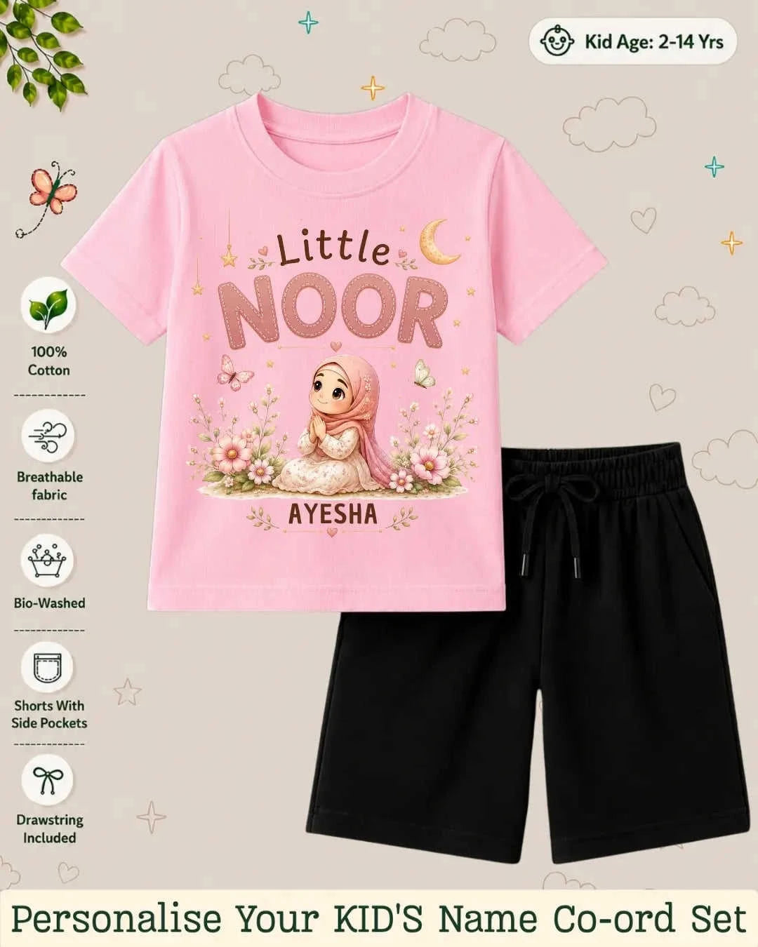 Little Noor Our Blessings Custom Kid Co-ord Set Swiftsoul