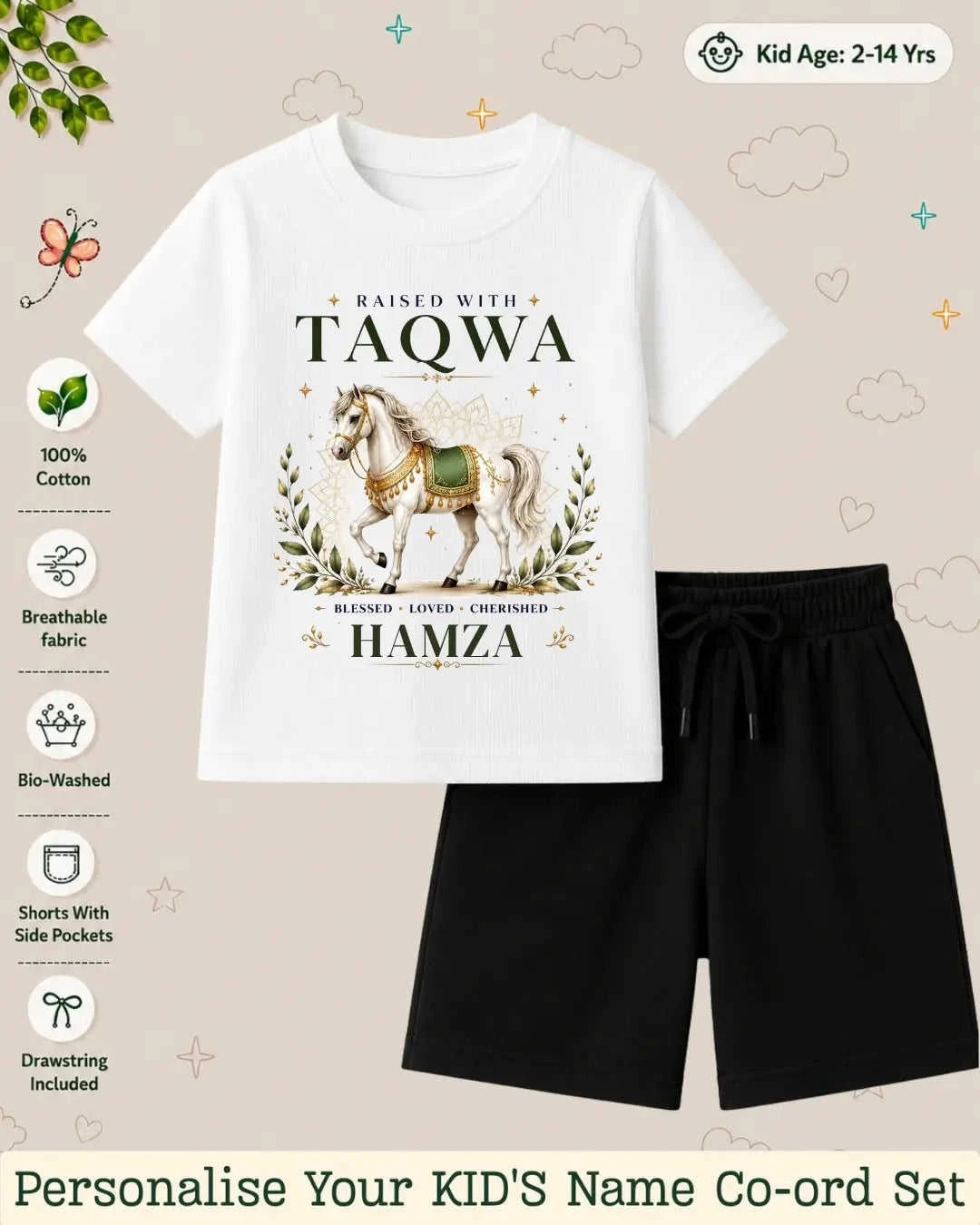 Little Noor Our Blessings Custom Kid Co-ord Set Swiftsoul