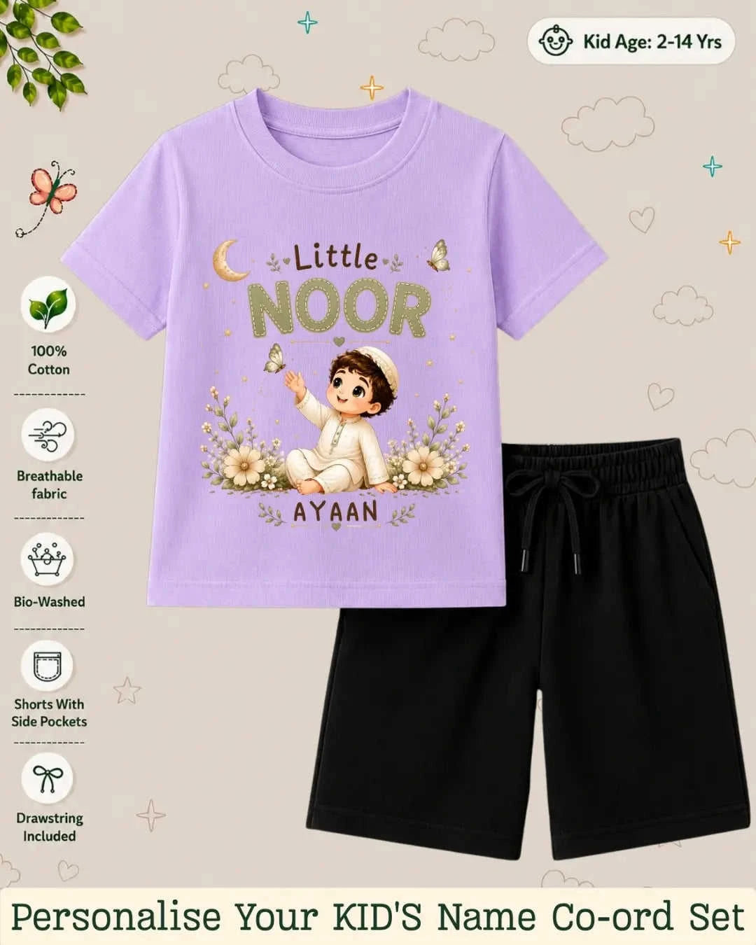 Little Noor Our Blessings Custom Kid Co-ord Set Swiftsoul