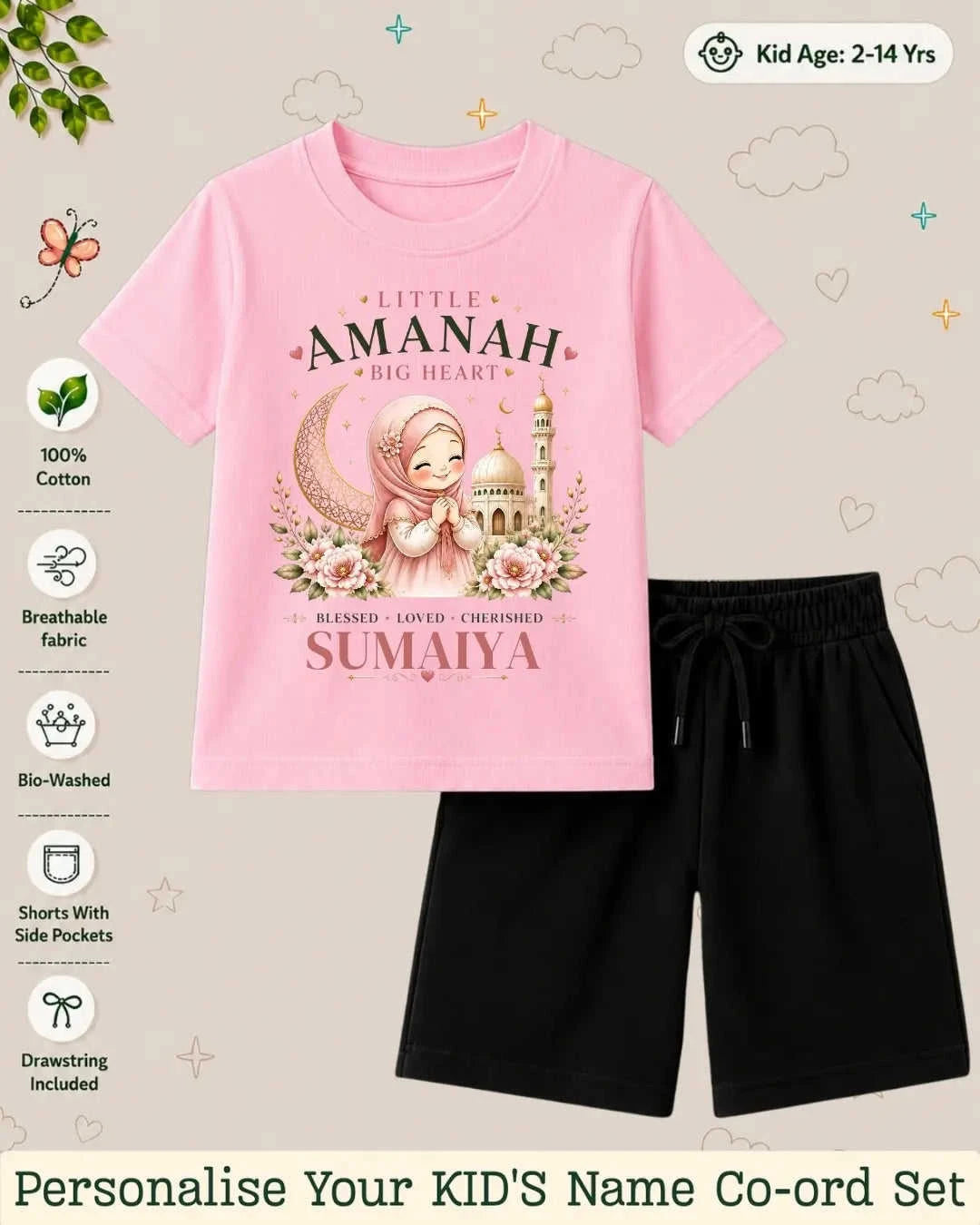 Little Noor Our Blessings Custom Kid Co-ord Set Swiftsoul