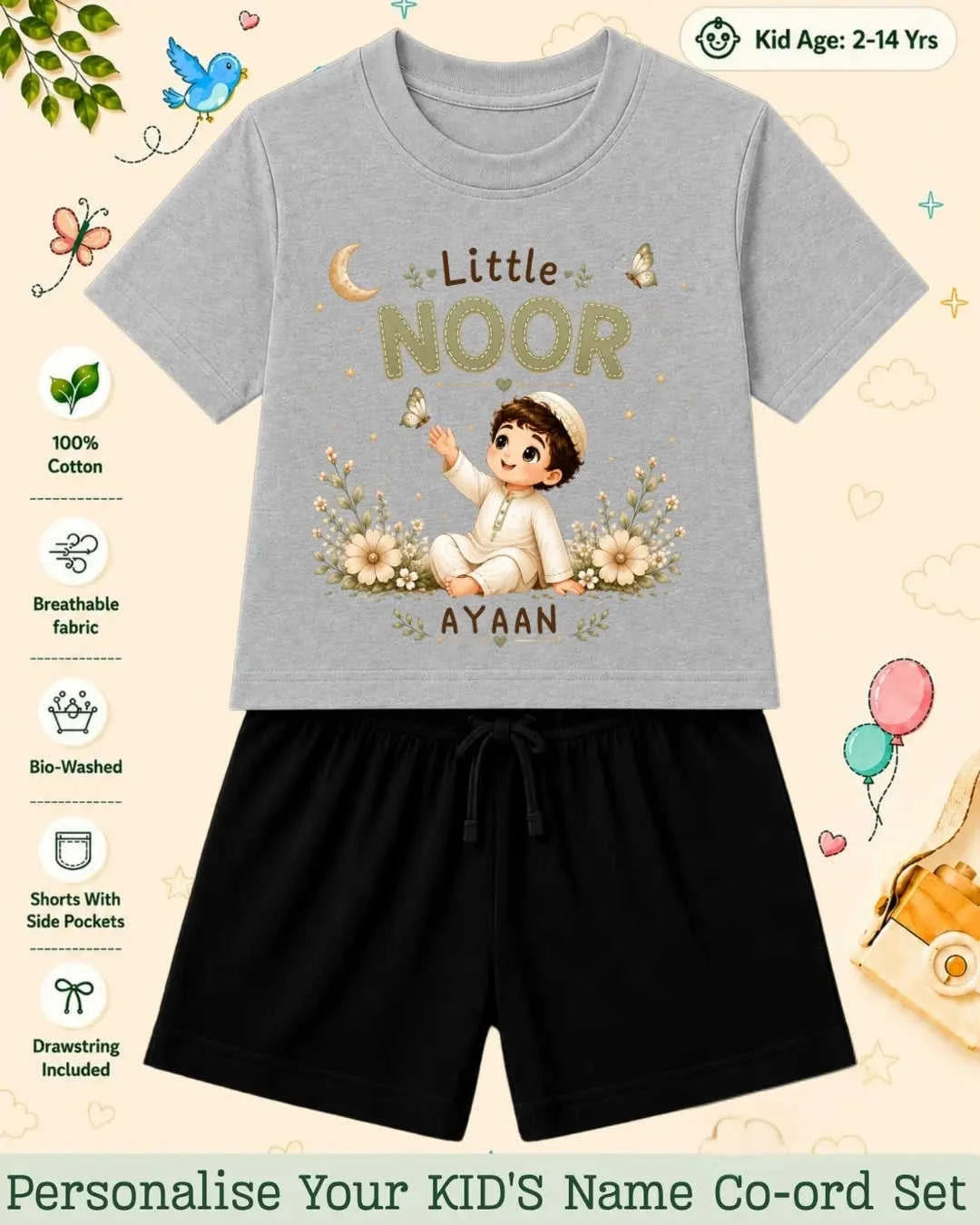 Little Noor Our Blessings Custom Kid Co-ord Set Swiftsoul