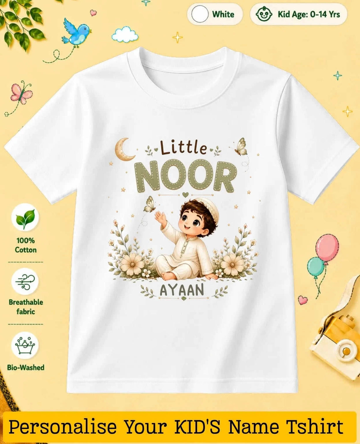 Little Noor Our Blessings Custom Kid Cotton Tshirt Swiftsoul