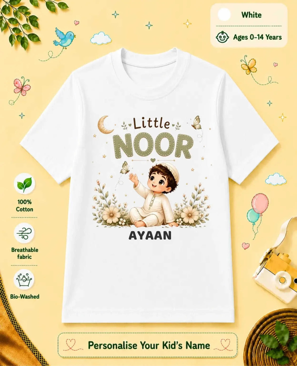 Little Noor Our Blessings Custom Kid Cotton Tshirt Swiftsoul