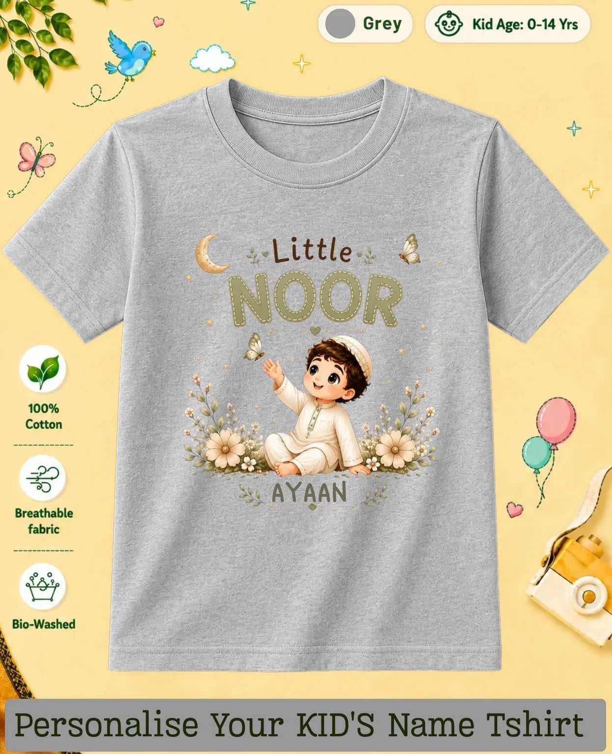 Little Noor Our Blessings Custom Kid Cotton Tshirt Swiftsoul