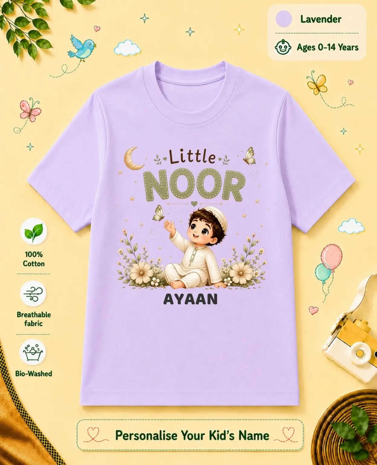 Little Noor Our Blessings Custom Kid Cotton Tshirt Swiftsoul