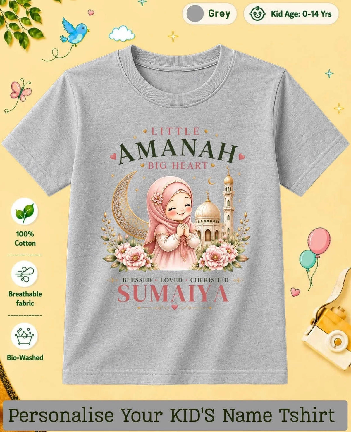 Little Noor Our Blessings Custom Kid Cotton Tshirt Swiftsoul