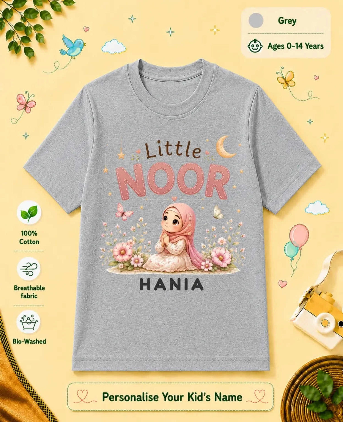 Little Noor Our Blessings Custom Kid Cotton Tshirt Swiftsoul