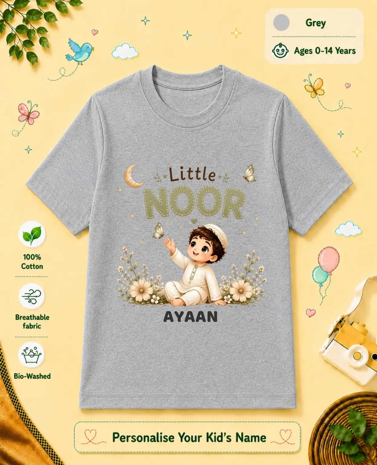 Little Noor Our Blessings Custom Kid Cotton Tshirt Swiftsoul