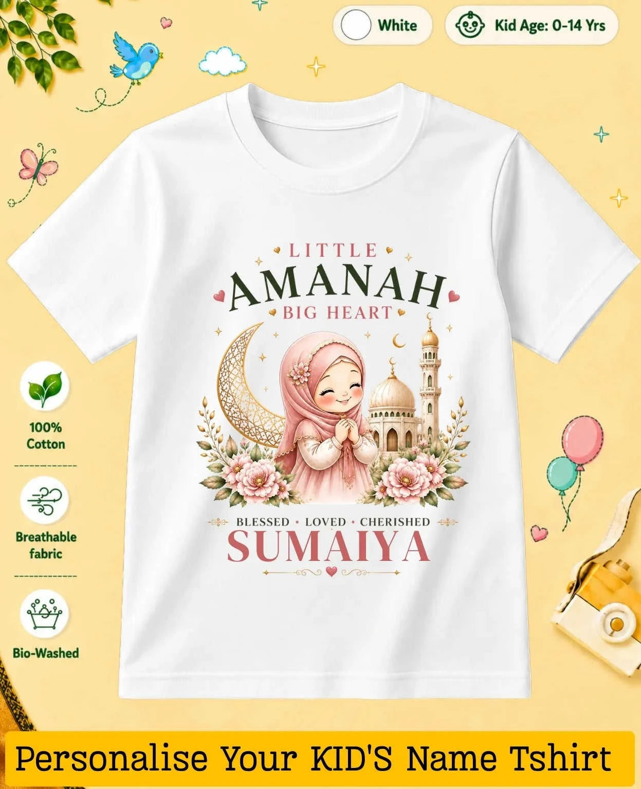 Little Noor Our Blessings Custom Kid Cotton Tshirt Swiftsoul
