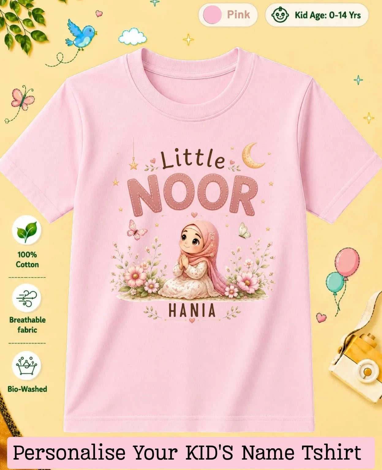 Little Noor Our Blessings Custom Kid Cotton Tshirt Swiftsoul