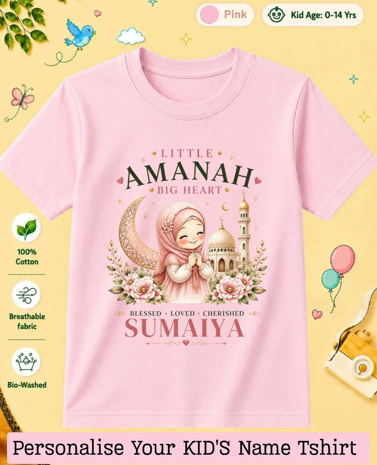 Little Noor Our Blessings Custom Kid Cotton Tshirt Swiftsoul