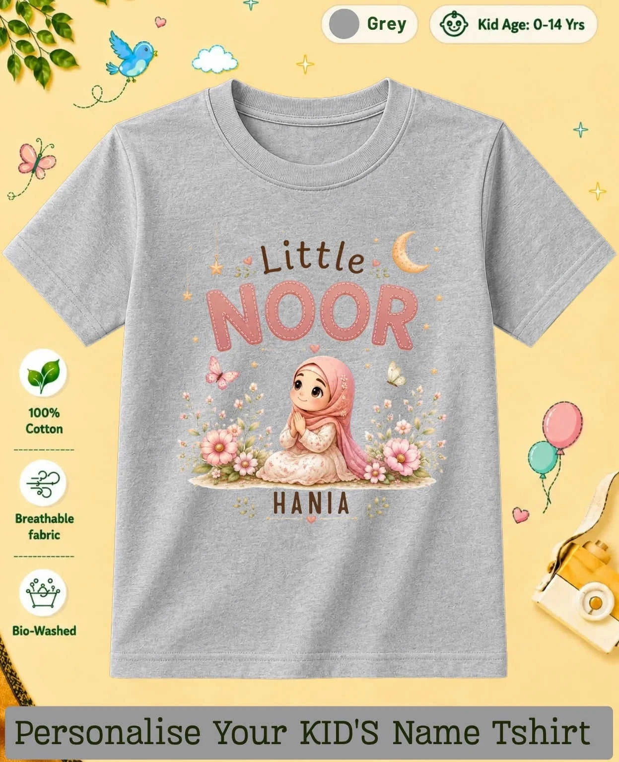 Little Noor Our Blessings Custom Kid Cotton Tshirt Swiftsoul
