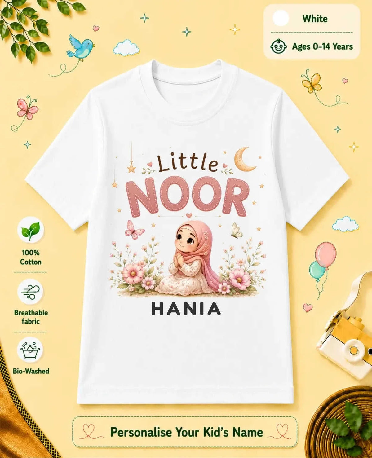 Little Noor Our Blessings Custom Kid Cotton Tshirt Swiftsoul