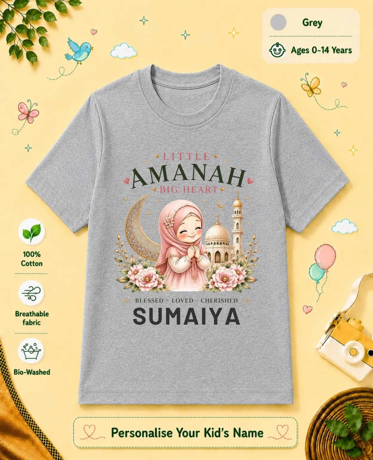 Little Noor Our Blessings Custom Kid Cotton Tshirt Swiftsoul