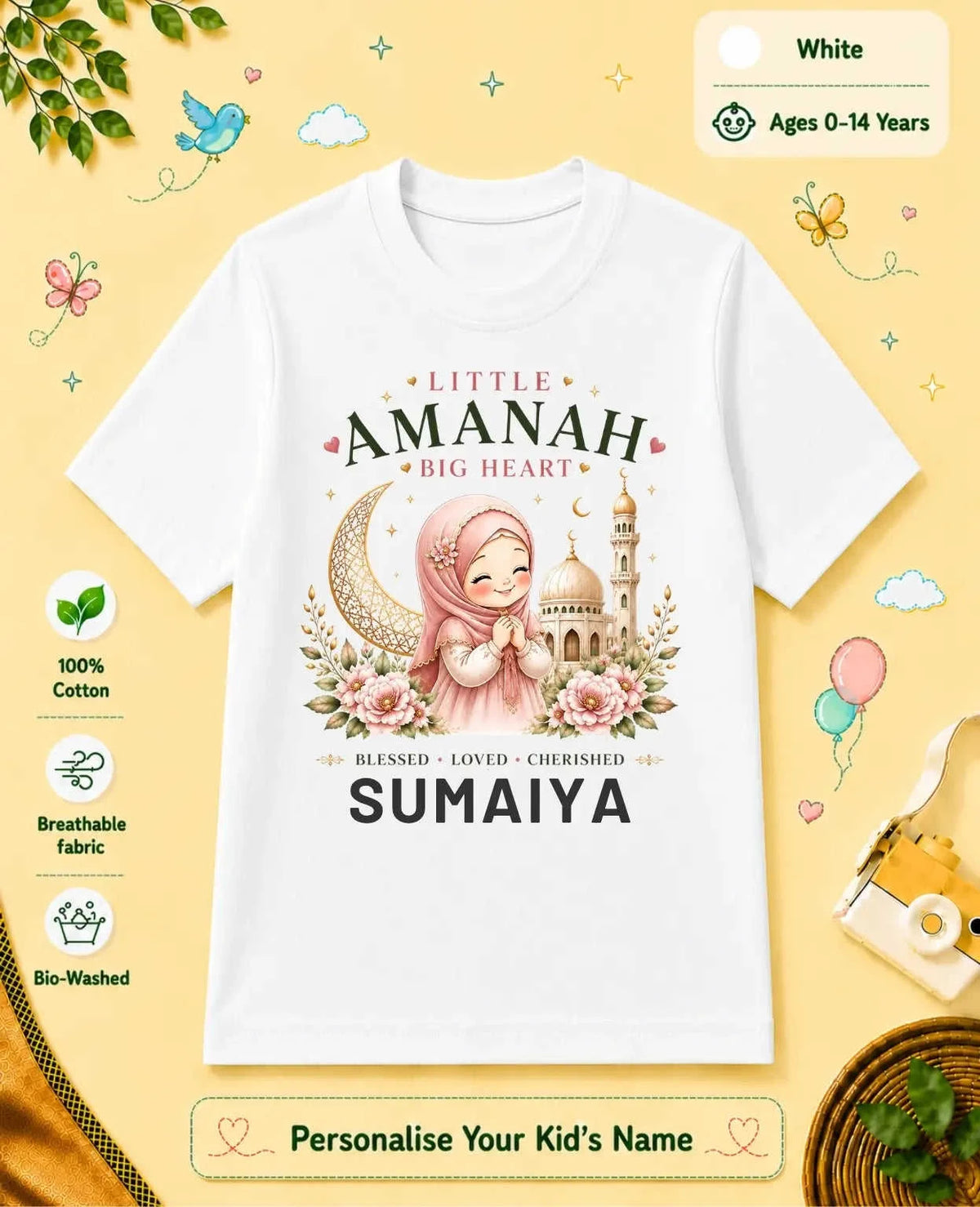 Little Noor Our Blessings Custom Kid Cotton Tshirt Swiftsoul