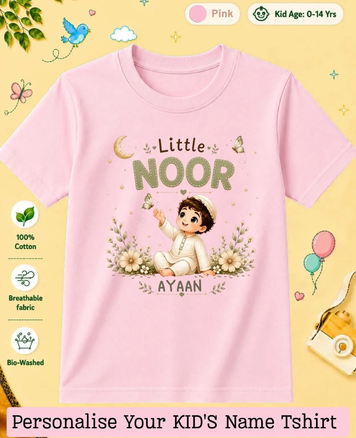 Little Noor Our Blessings Custom Kid Cotton Tshirt Swiftsoul