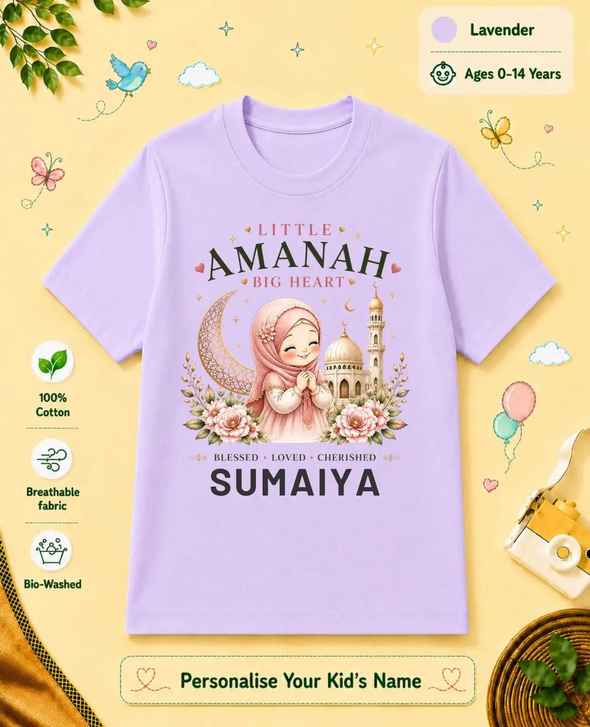 Little Noor Our Blessings Custom Kid Cotton Tshirt Swiftsoul