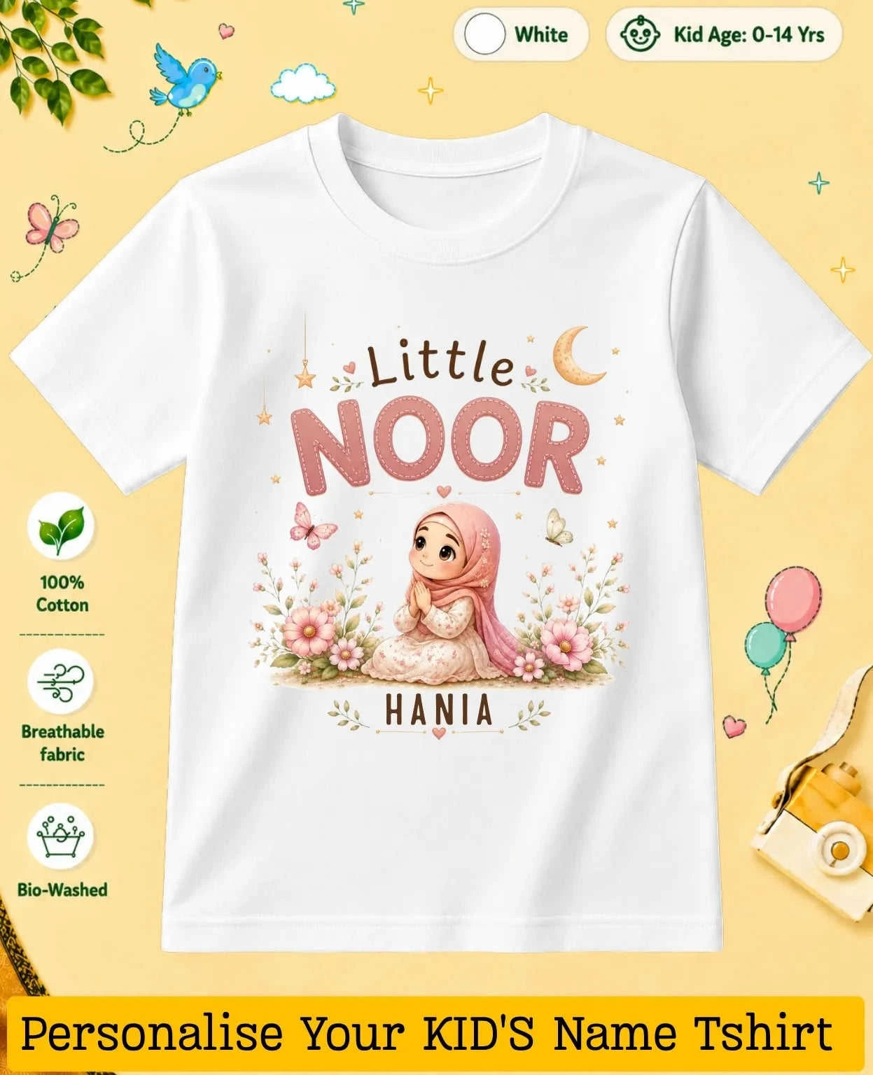 Little Noor Our Blessings Custom Kid Cotton Tshirt Swiftsoul