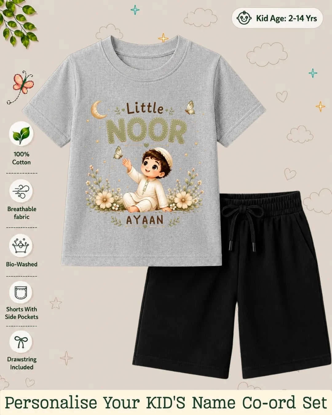 Little Noor Our Blessings Custom Kid's Co-ord Set Swiftsoul