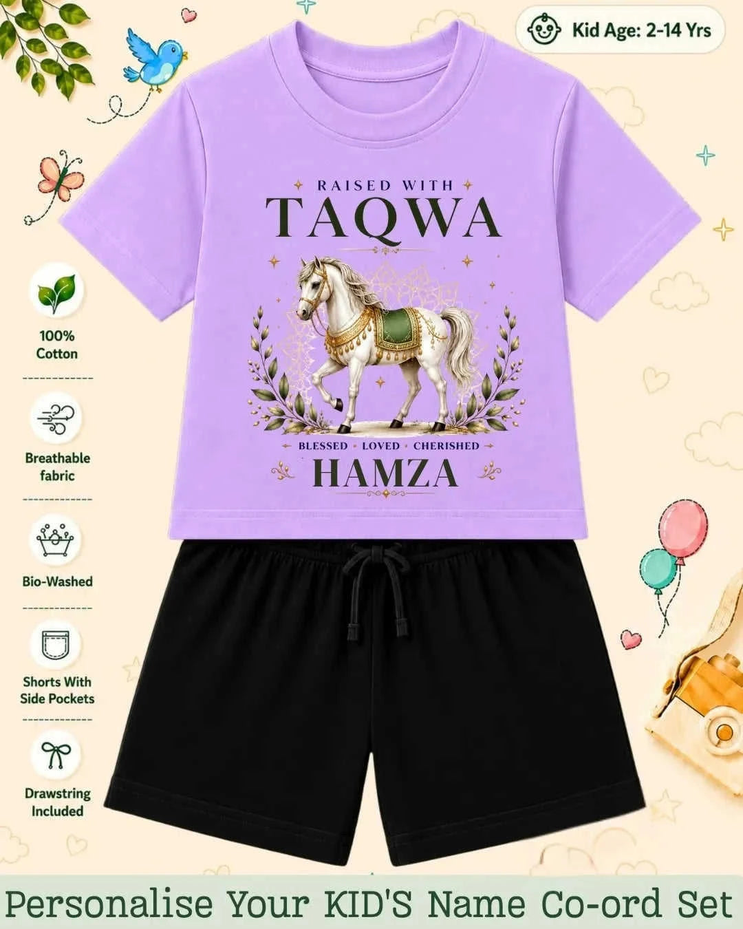 Little Noor Our Blessings Custom Kid's Co-ord Set Swiftsoul