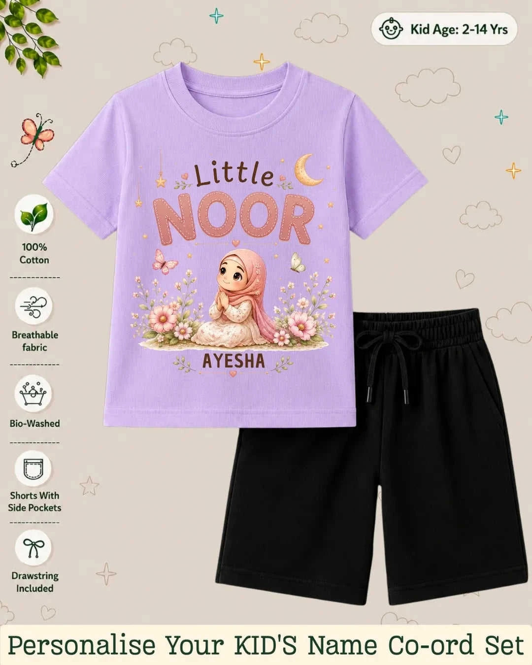 Little Noor Our Blessings Custom Kid's Co-ord Set Swiftsoul