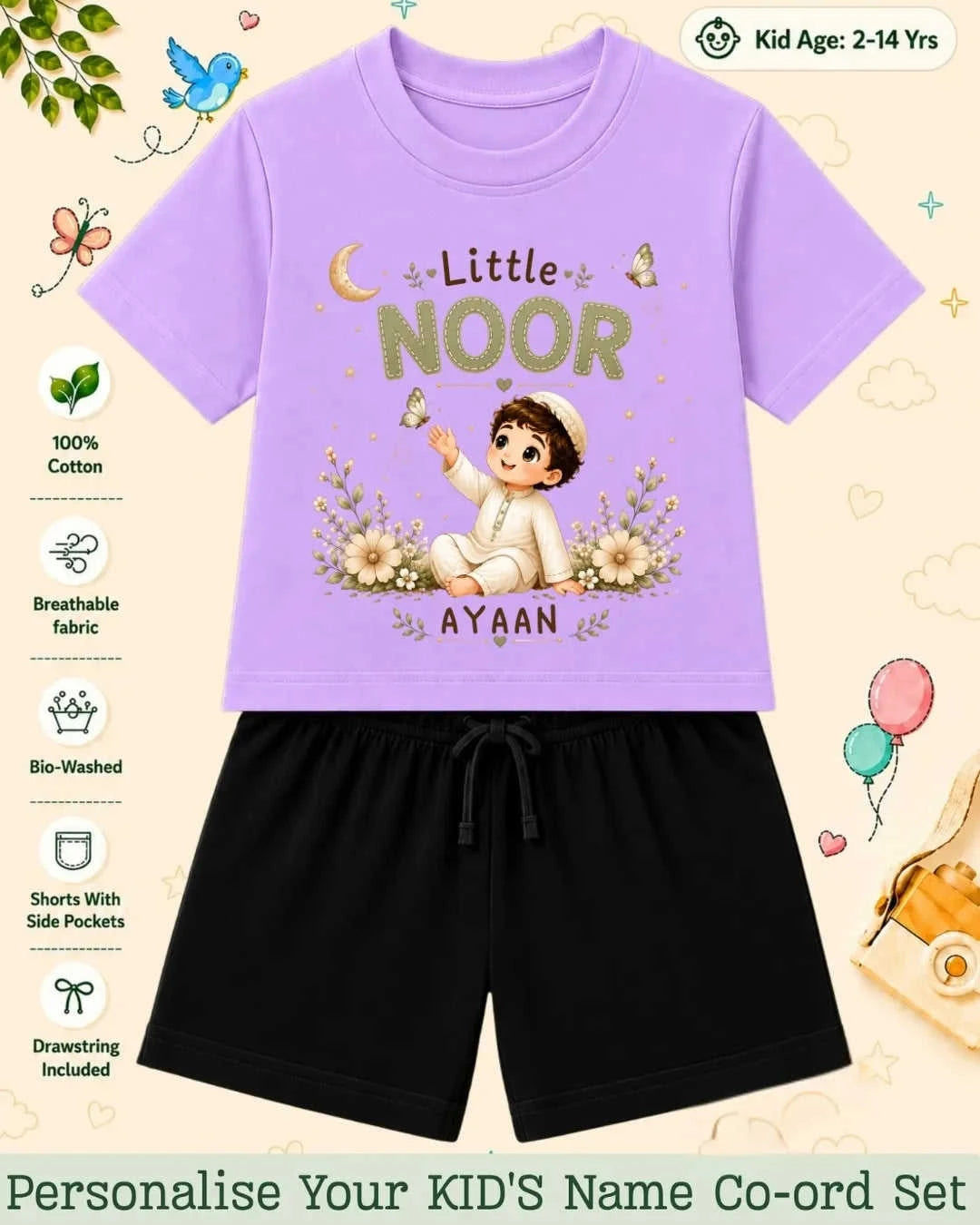 Little Noor Our Blessings Custom Kid's Co-ord Set Swiftsoul