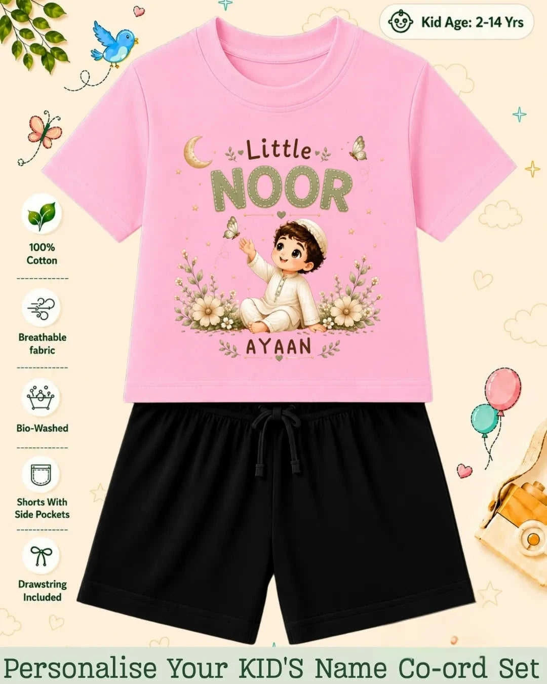 Little Noor Our Blessings Custom Kid's Co-ord Set Swiftsoul