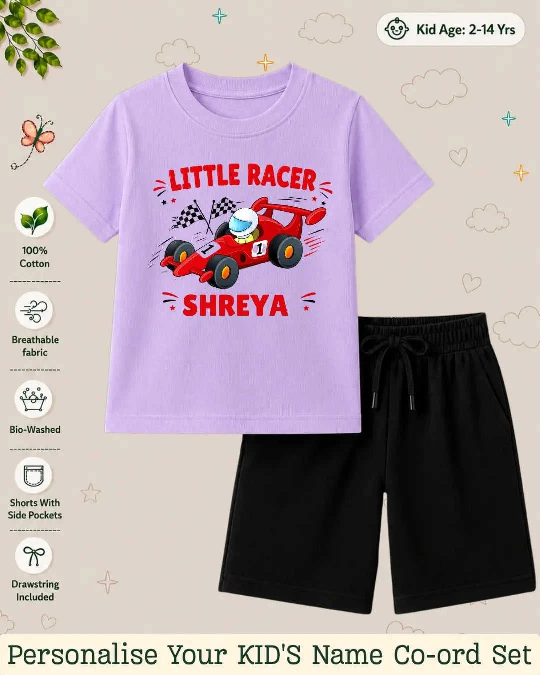 Little Speedster Custom Kid Co-ord Set Swiftsoul