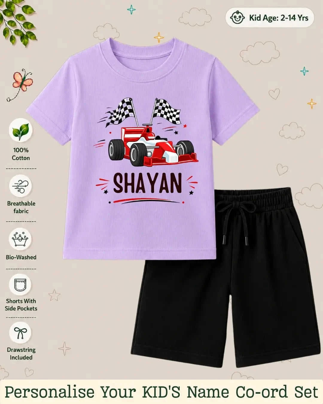 Little Speedster Custom Kid Co-ord Set Swiftsoul