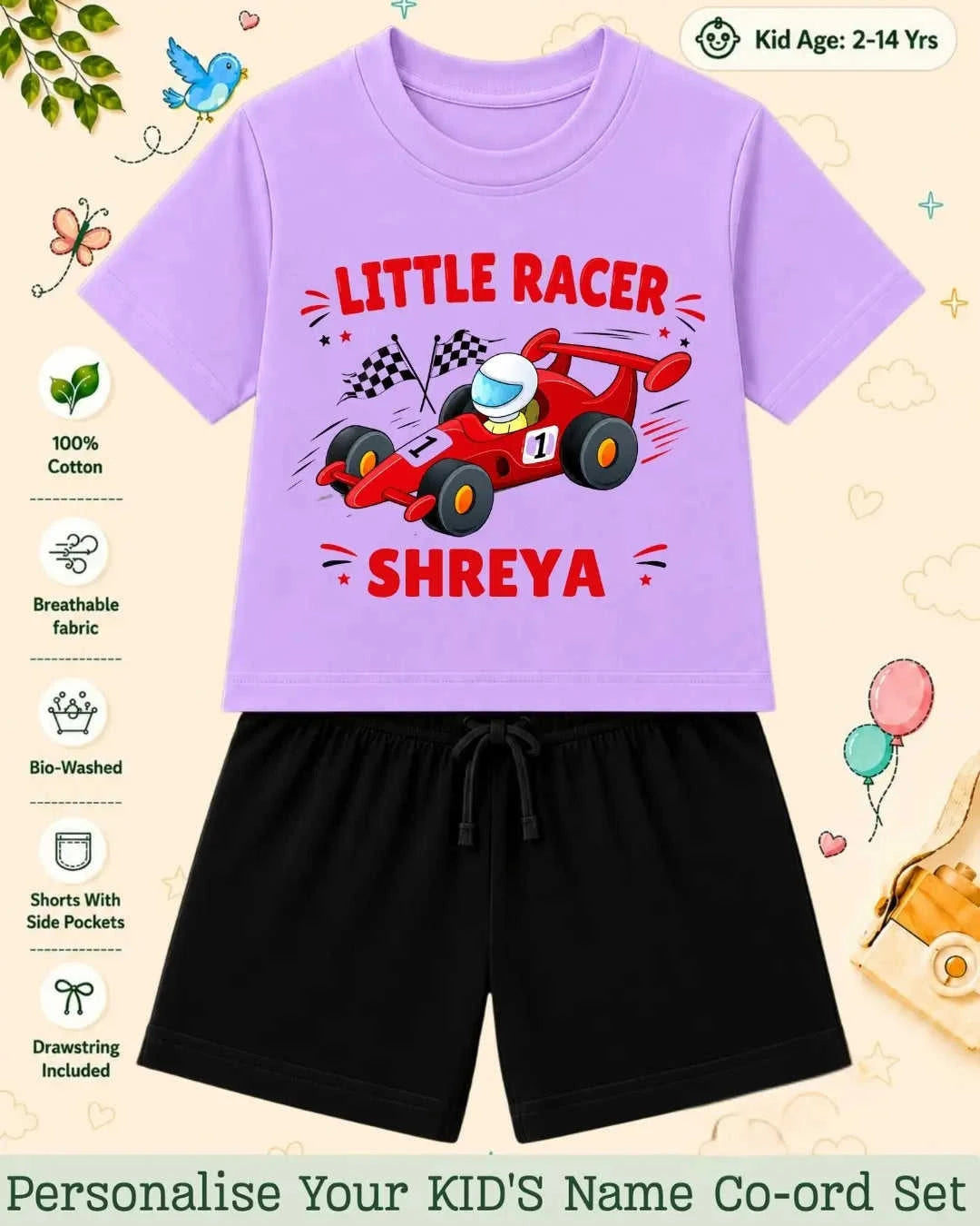 Little Speedster Custom Kid Co-ord Set Swiftsoul