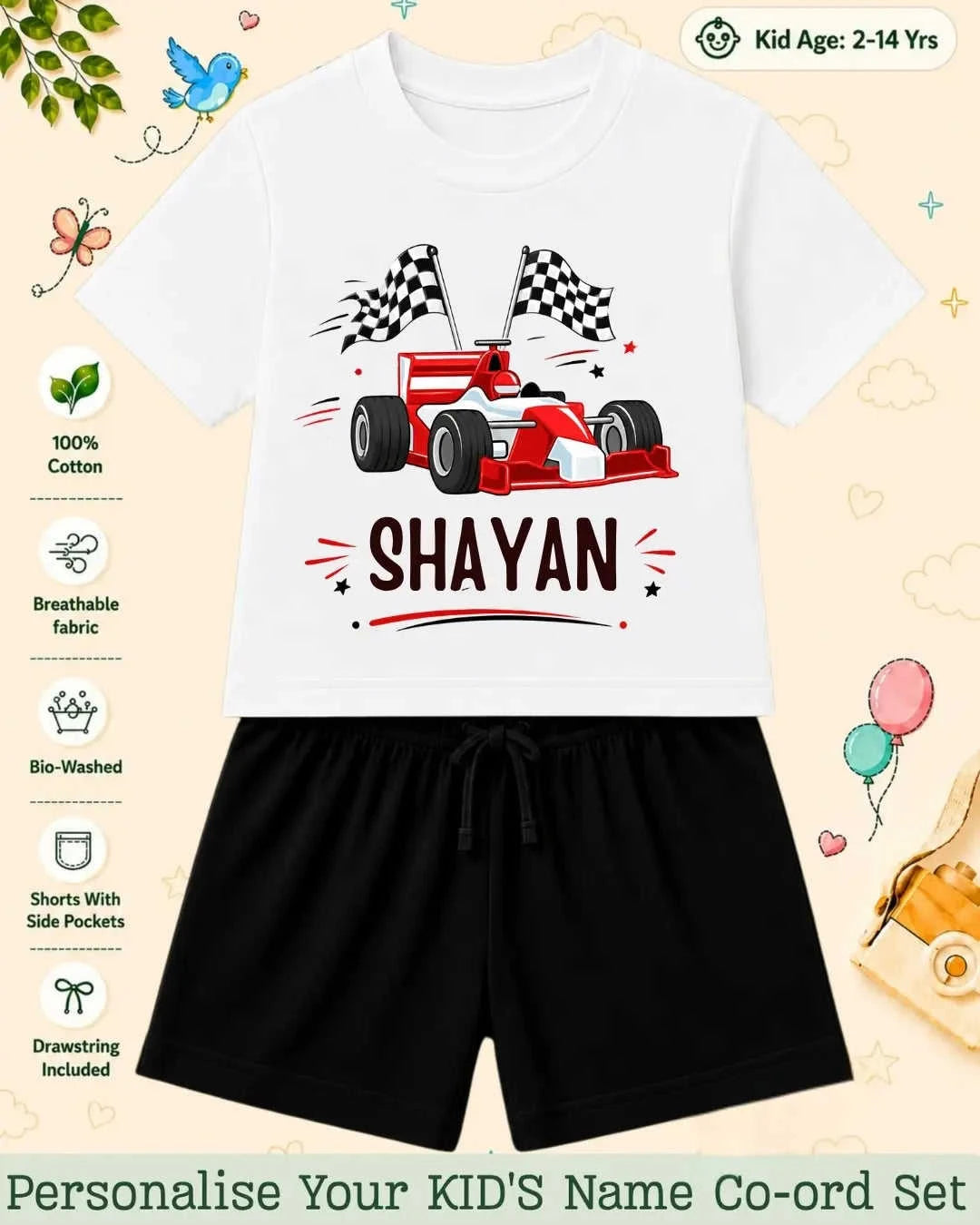 Little Speedster Custom Kid Co-ord Set Swiftsoul