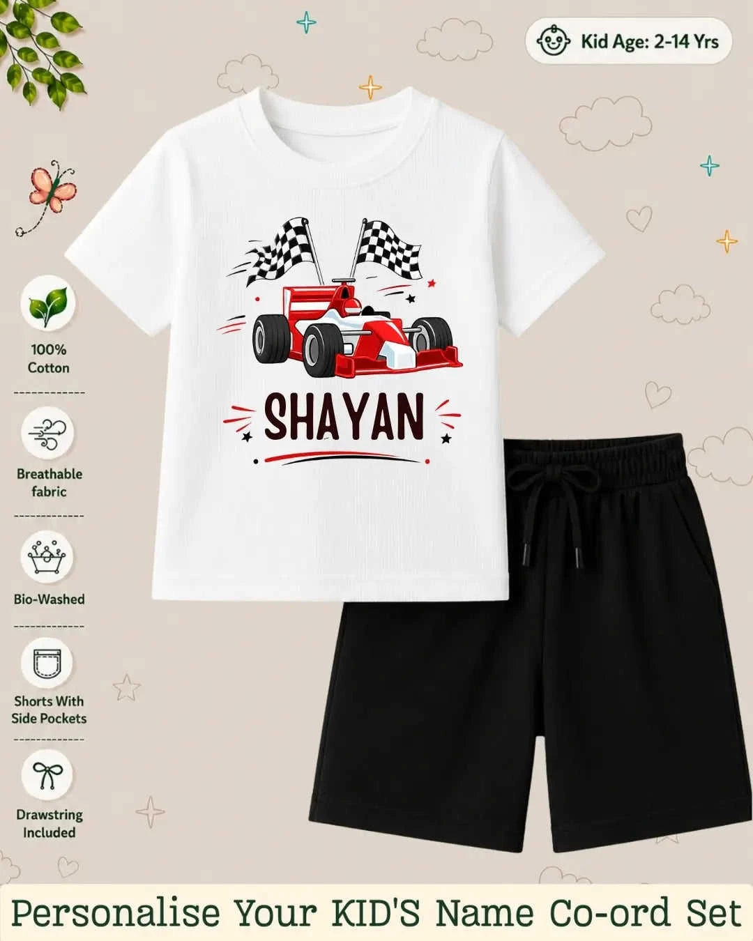 Little Speedster Custom Kid Co-ord Set Swiftsoul