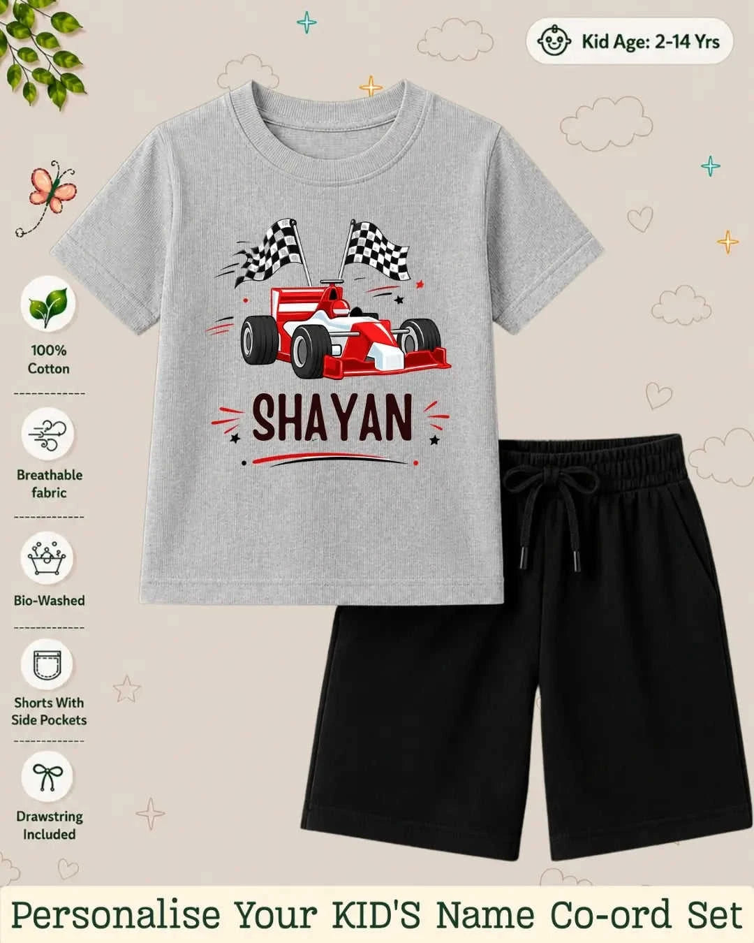 Little Speedster Custom Kid Co-ord Set Swiftsoul