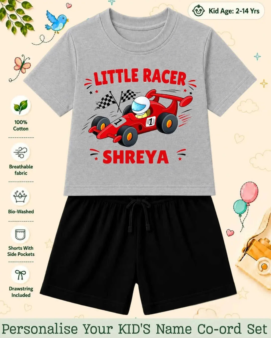 Little Speedster Custom Kid Co-ord Set Swiftsoul