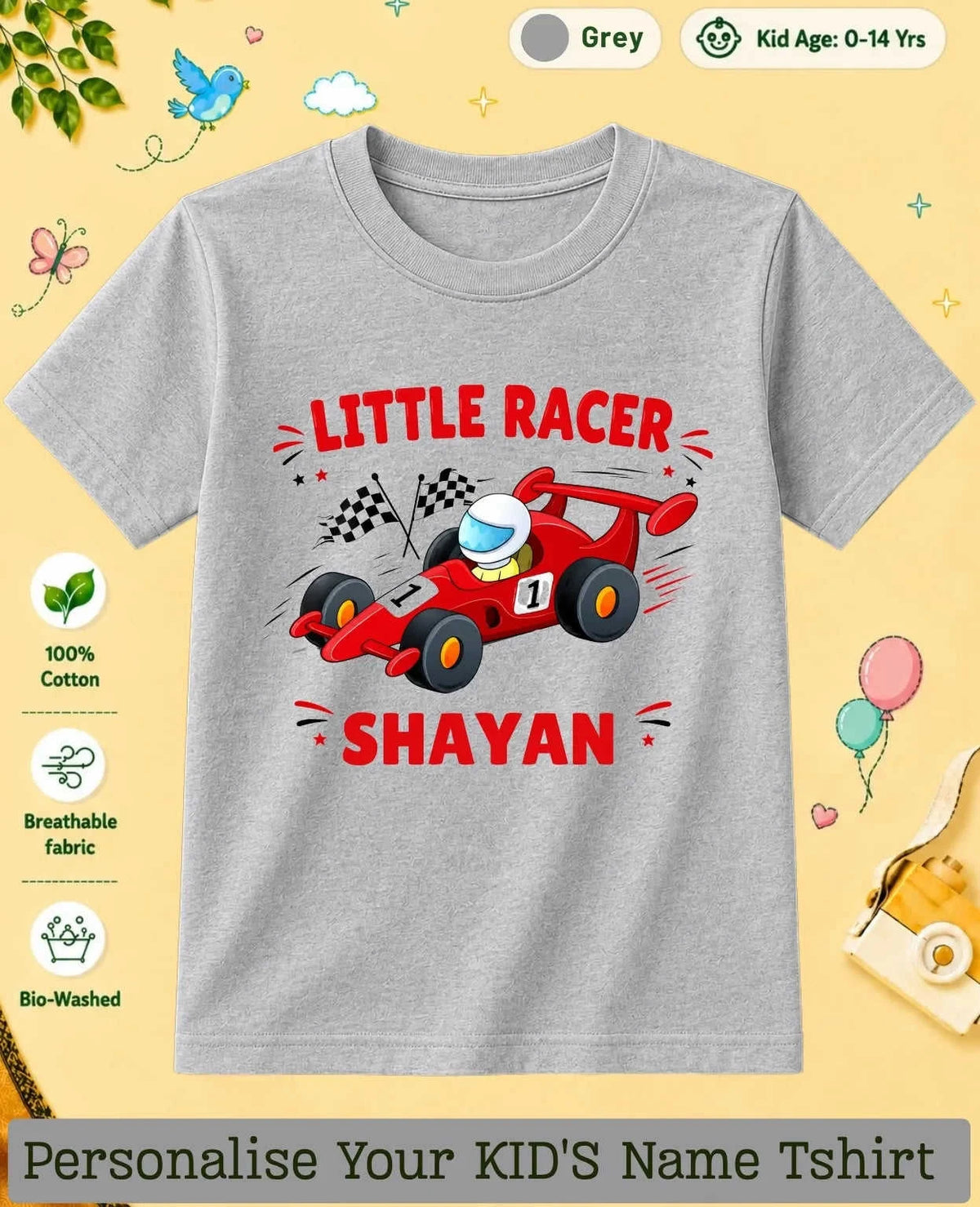 Little Speedster Custom Kid Cotton Tshirt Swiftsoul