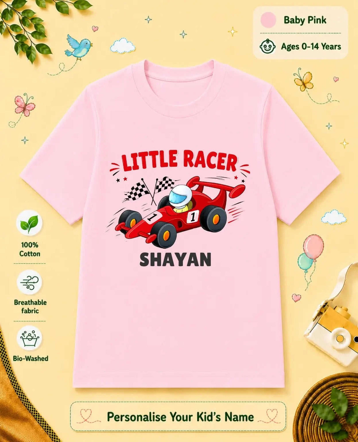 Little Speedster Custom Kid Cotton Tshirt Swiftsoul