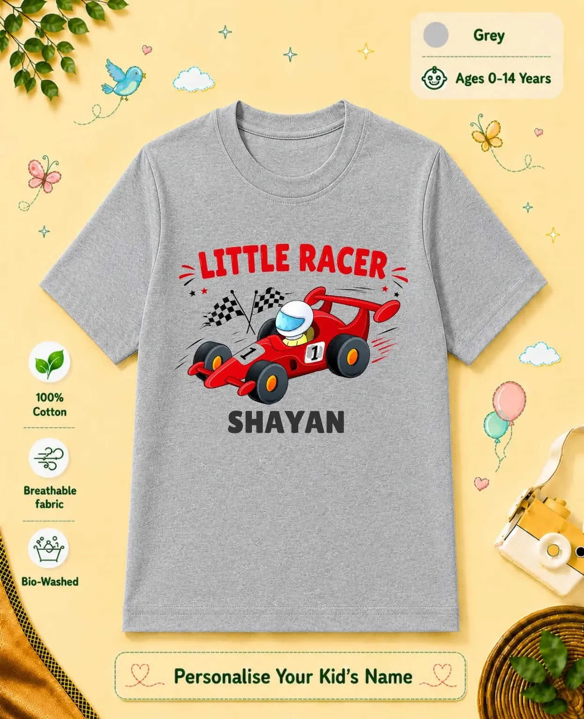 Little Speedster Custom Kid Cotton Tshirt Swiftsoul