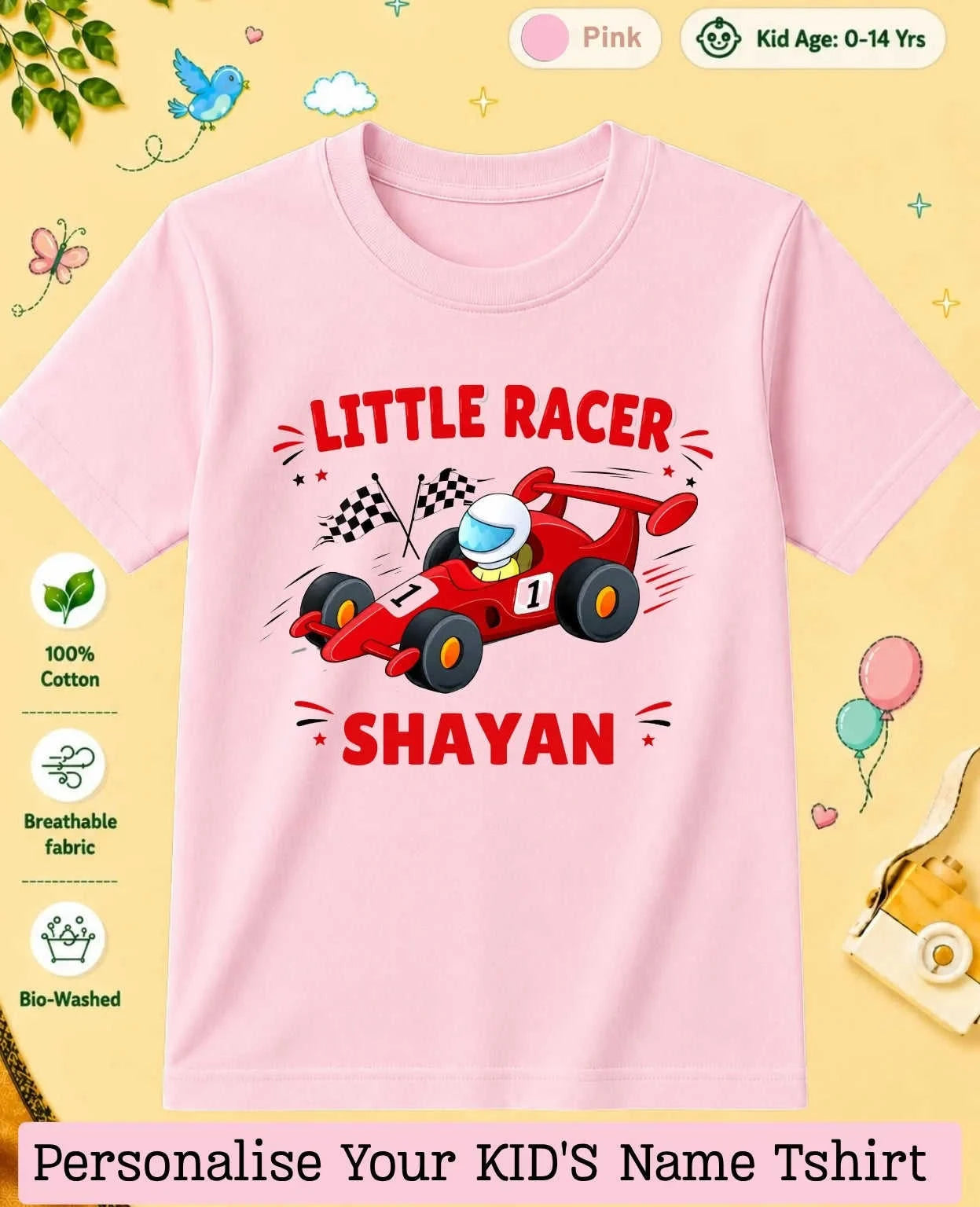 Little Speedster Custom Kid Cotton Tshirt Swiftsoul